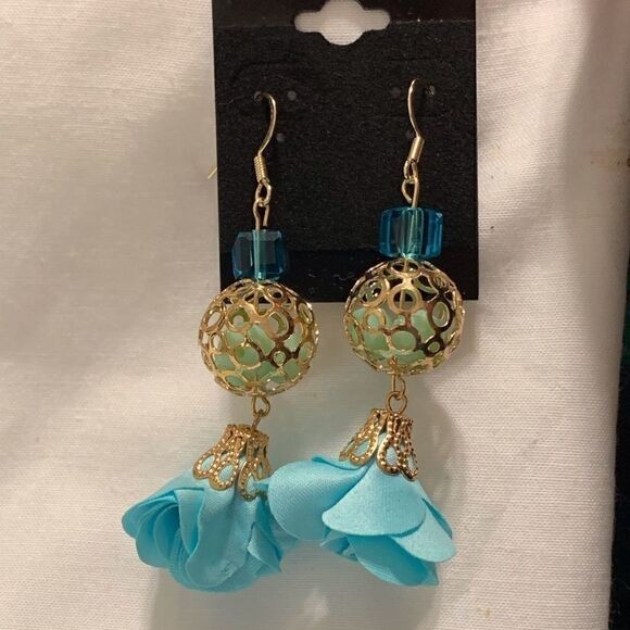 🌷 Handmade 14k gold over 925 Dangle Earrings - Picture 1 of 8